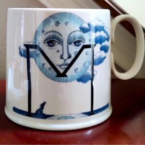 Anthropologie Florence Balducci Monogram M Coffee Mug “Howling at the Moon”